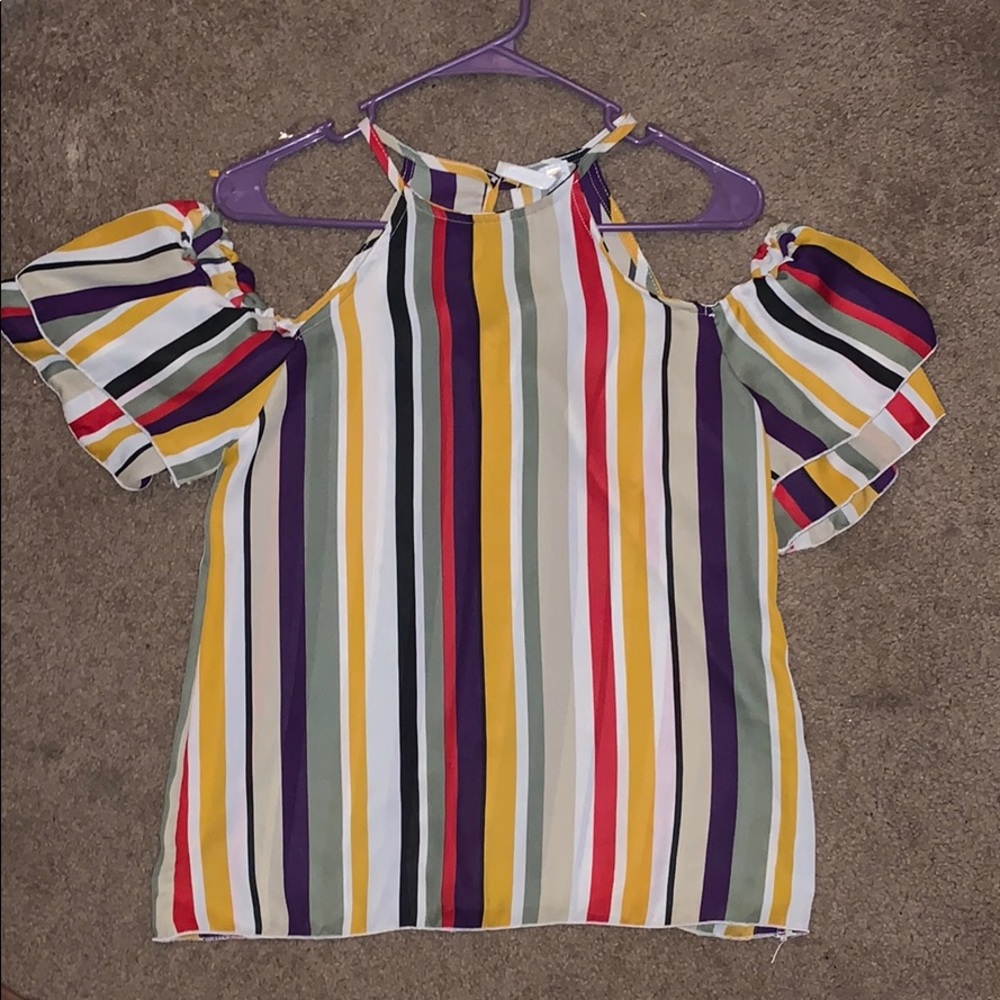 Multicolor cold shoulder blouse - Picture 2 of 7